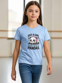 HELLCAT - Blue Girls Graphic Printed Cotton Blend T-Shirt
