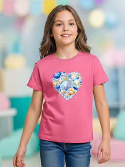 HELLCAT - Pink Girls Graphic Printed Cotton Blend T-Shirt