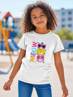 HELLCAT - White Girls Graphic Printed Cotton Blend T-Shirt