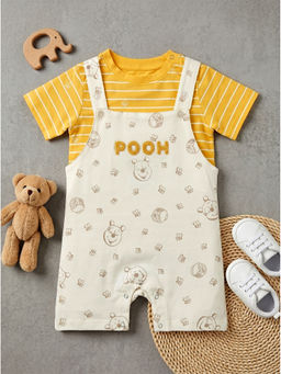 HELLCAT - Yellow Cotton Dungaree with T-Shirt