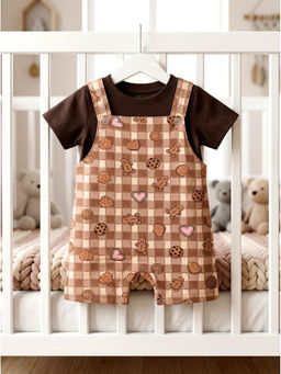 HELLCAT - Brown Cotton Dungaree with T-Shirt