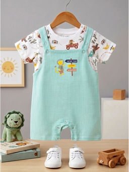 HELLCAT - Green Cotton Dungaree with T-Shirt