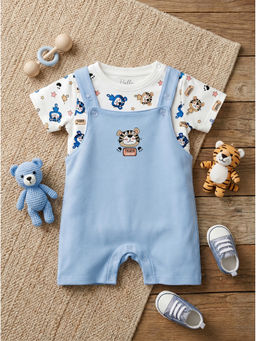 HELLCAT - Blue Cotton Dungaree with T-Shirt