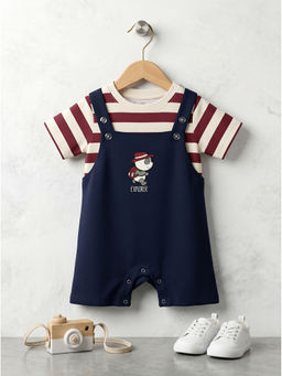 HELLCAT - Navy Blue Cotton Dungaree with T-Shirt
