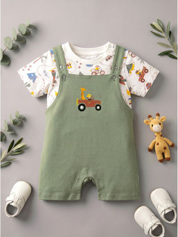 HELLCAT - Green Cotton Dungaree with T-Shirt