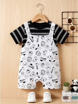 HELLCAT - Black Cotton Dungaree with T-Shirt