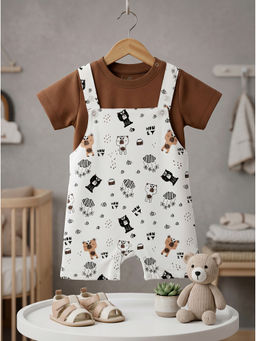 HELLCAT - Brown Cotton Dungaree with T-Shirt