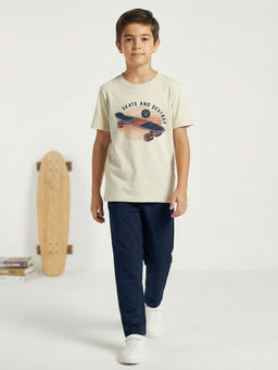 HELLCAT - Cream Boys Printed T-Shirt and Pant