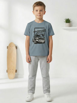 HELLCAT - Grey Boys Printed T-Shirt and Pant
