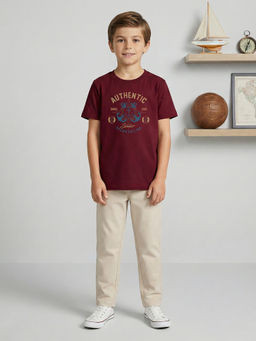 HELLCAT - Maroon Boys Printed T-Shirt and Pant