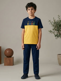 HELLCAT - Navy Blue Boys Printed T Shirt and Pant