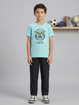 HELLCAT - Blue Boys Printed T-Shirt and Pant