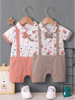 HELLCAT - Multi-Colour Printed Dungaree with Attached Bowtie (Pack Of 2)
