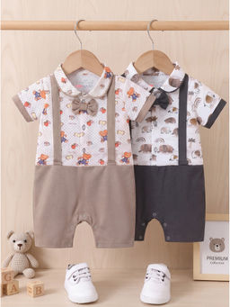 HELLCAT - Multi-Colour Printed Dungaree with Attached Bowtie (Pack Of 2)