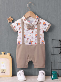 HELLCAT - Grey Unisex Printed Pure Cotton Dungaree with Attached Bowtie