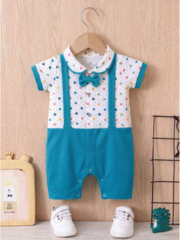 HELLCAT - Blue Unisex Printed Pure Cotton Dungaree with Attached Bowtie