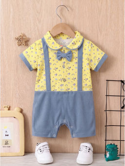 HELLCAT - Grey Unisex Printed Pure Cotton Dungaree with Attached Bowtie