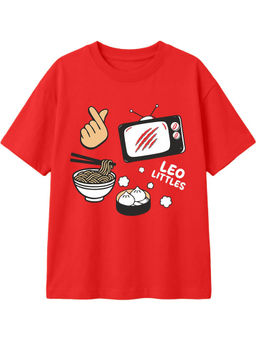 LEOTUDE - Red Kids Oversized T-Shirt
