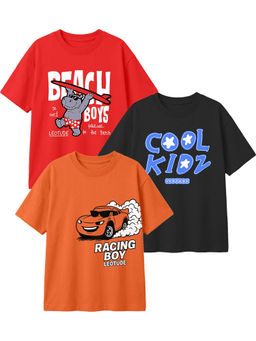 LEOTUDE - Multi-Colour Kids Oversized T-Shirt (Pack Of 3)