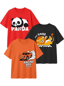 LEOTUDE - Multi-Colour Kids Oversized T-Shirt (Pack Of 3)