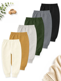 Kuchipoo - Multi-Colour Regular Fit Baby Boys Joggers (Pack Of 6)
