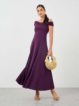 Styli - Purple Solid Maxi Dress