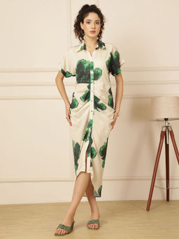 RANNG LABEL - Green Printed Midi Dress