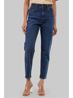 UNDERRATED CLUB - Indigo Solid Mom Fit Jeans
