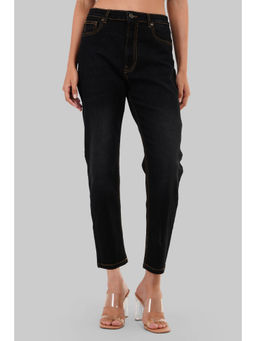 UNDERRATED CLUB - Black Solid Mom Fit Jeans