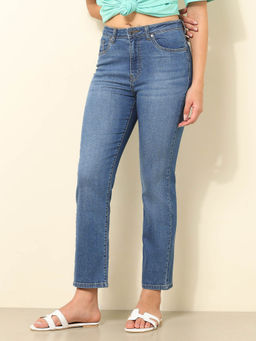 U.S. POLO ASSN. - Blue Solid Straight Fit Jeans