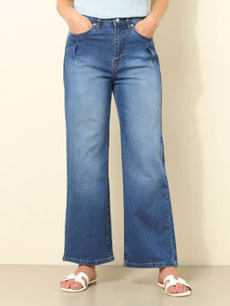 U.S. POLO ASSN. - Blue Solid Wide Fit Jeans