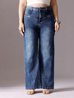Miss Chase - Blue Denim Solid Jeans
