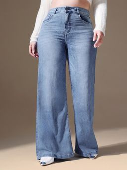 Miss Chase - Blue Denim Solid Jeans