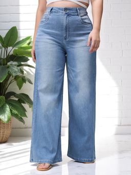 Miss Chase - Blue Denim Solid Jeans