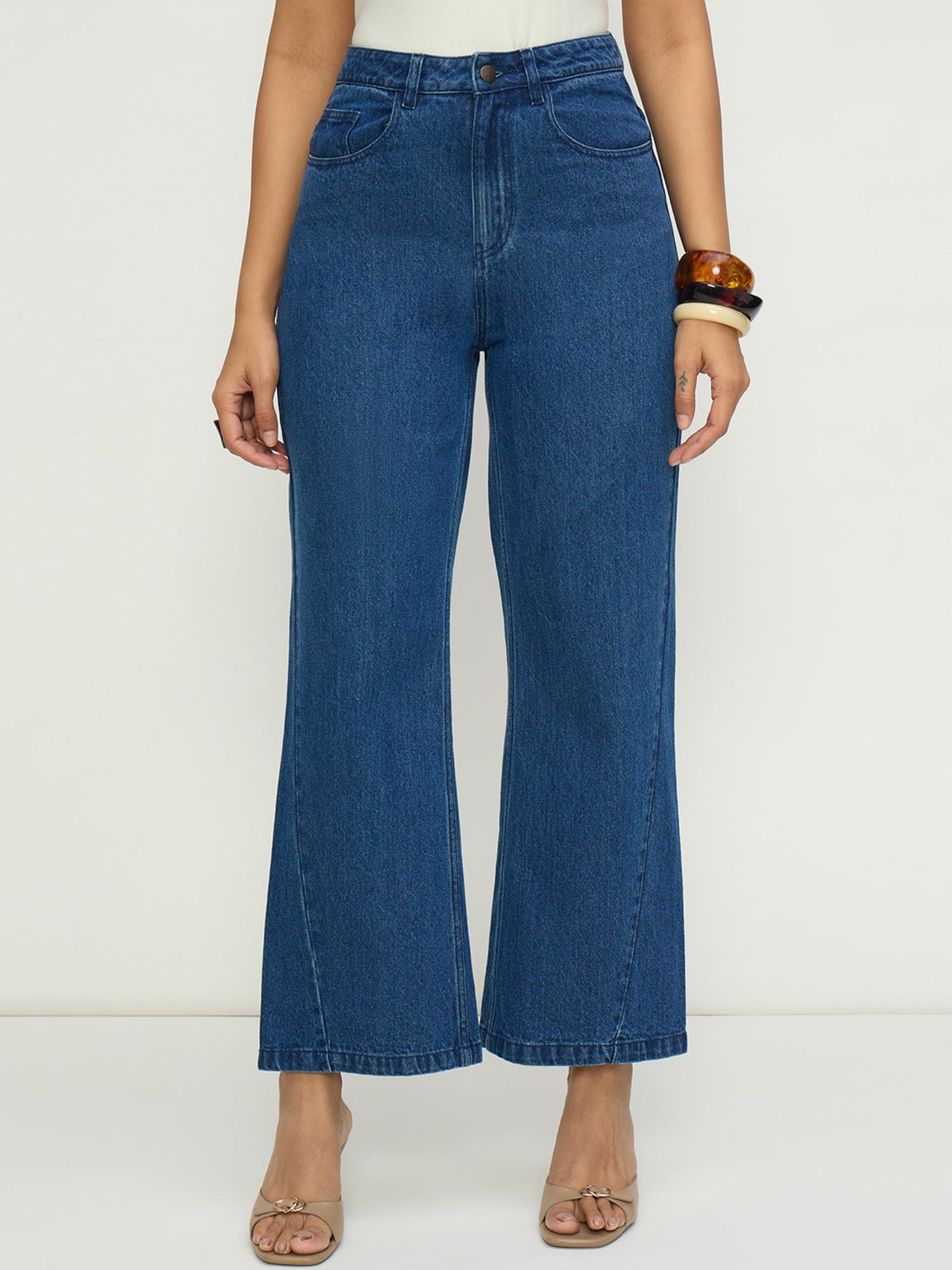 femmella Navy Blue Cotton Solid Jeans-picture-32