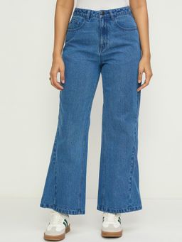 Femmella - Blue Cotton Solid Jeans