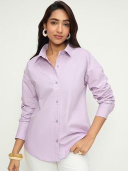 Femmella - Purple Cotton Solid Shirt