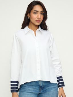 Femmella - White Cotton Solid Shirt