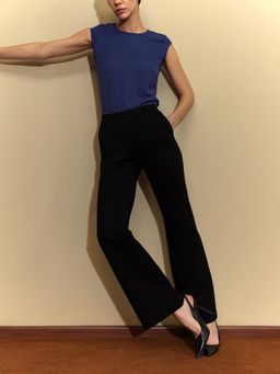 FABLE STREET - March By FableStreet Black Polyester Solid Trouser