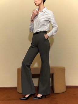 FABLE STREET - March By FableStreet Charcoal Polyester Solid Trouser