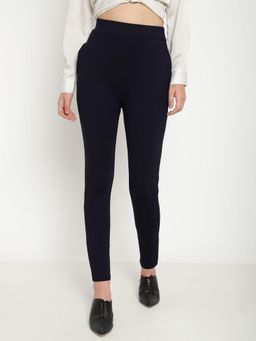 Beatnik - Black Polyester Blend Solid Jeggings