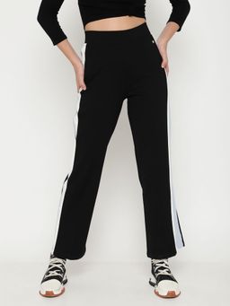 Beatnik - Black Polyester Blend Stripes Jeggings
