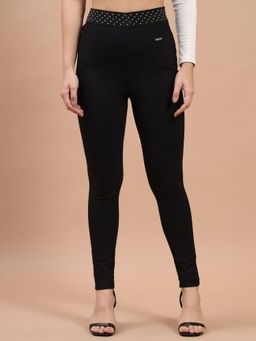 Beatnik - Black Polyester Solid Jeggings