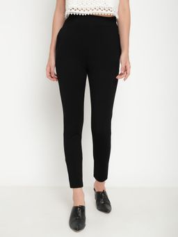 Beatnik - Black Polyester Blend Solid Jeggings