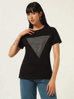 Beatnik - Black Cotton Blend Printed T-Shirt