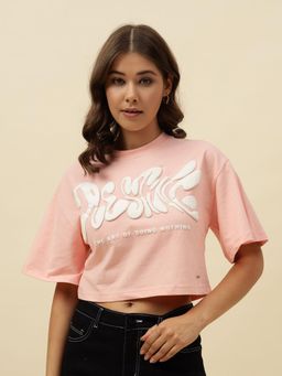 Beatnik - Pink Jersey Typography T-Shirt