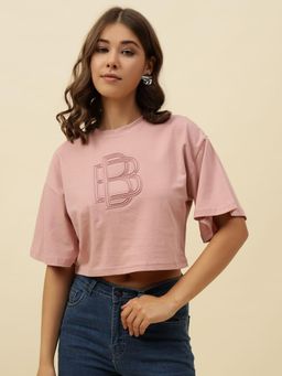 Beatnik - Pink Jersey Typography T-Shirt