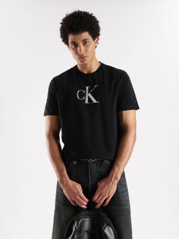 Calvin Klein - Printed Regular Fit Black Cotton T-Shirt