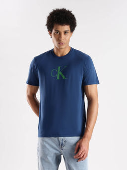 Calvin Klein - Logo Regular Fit Blue Cotton T-Shirt