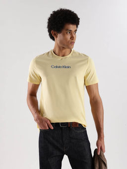 Calvin Klein - Logo Regular Fit Yellow Cotton T-Shirt